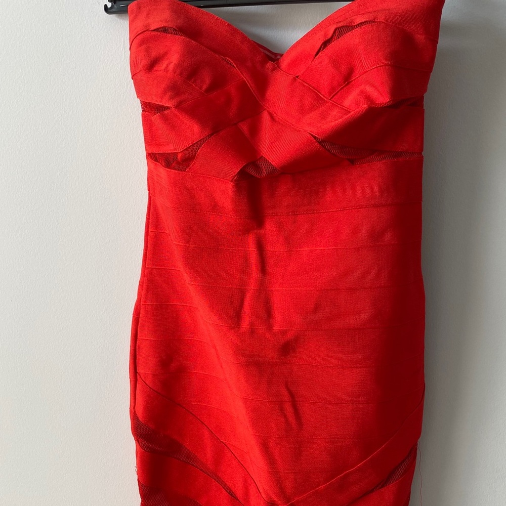 Red Bandeau Bandage Dress